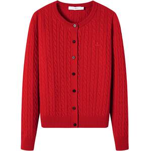 
[Pure Wool] Navigare Italian sailboat rope sweater for women autumn round neck women knitted cardigan