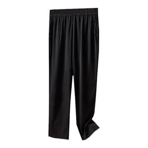 
Black ice silk pants for women in the summer, popular middle-aged mothers' pants, high-waisted elastic slimming quick-drying harem casual pants
