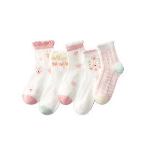 Children's Socks Girls Spring and Autumn Baby Girl Medium Boneless Cotton Socks Girls Summer Thin Princess A Class Autumn Children's Socks