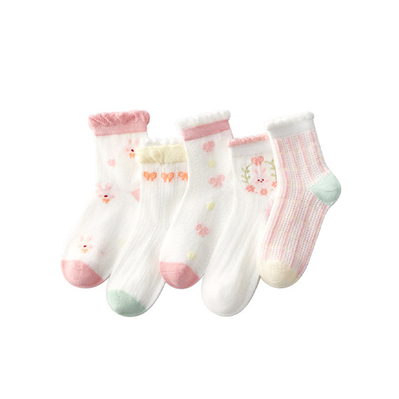Children's Socks Girls Spring and Autumn Baby Girl Medium Boneless Cotton Socks Girls Summer Thin Princess A Class Autumn Children's Socks