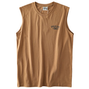 American -style cotton sports, shoulder sleeveless fitness vest men's summer column full cotton vest foreign trade men's T -shirt
