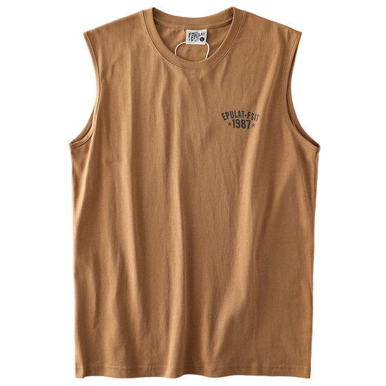 American -style cotton sports, shoulder sleeveless fitness vest men's summer column full cotton vest foreign trade men's T -shirt
