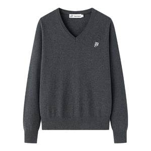 
Tokyo Sui Shiji JK Jacket Carbon Gray Knitted V-neck Pullover Sweater Women's Spring and Autumn Pure Cotton Top Grey Nokawa