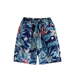Summer big flower pants men's five -point casual large size large size Hawaiian short pants tide plus fertilizer increases fast -drying loose beach pants