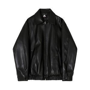 
MRCYC short leather jacket for men's spring new lapel top Korean loose high-end leather jacket