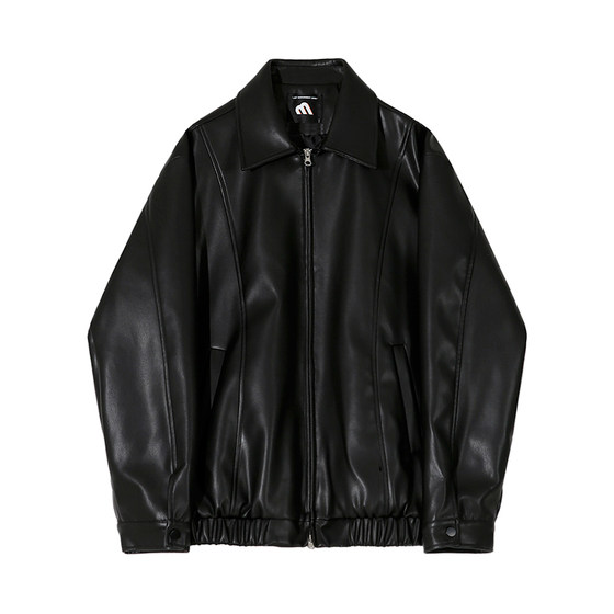 
MRCYC short leather jacket for men's spring new lapel top Korean loose high-end leather jacket