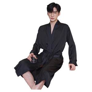 
2026 new style pajamas for men, ice silk, spring, autumn and summer long-sleeved thin pajamas, mid-length bathrobes and bathrobes for men
