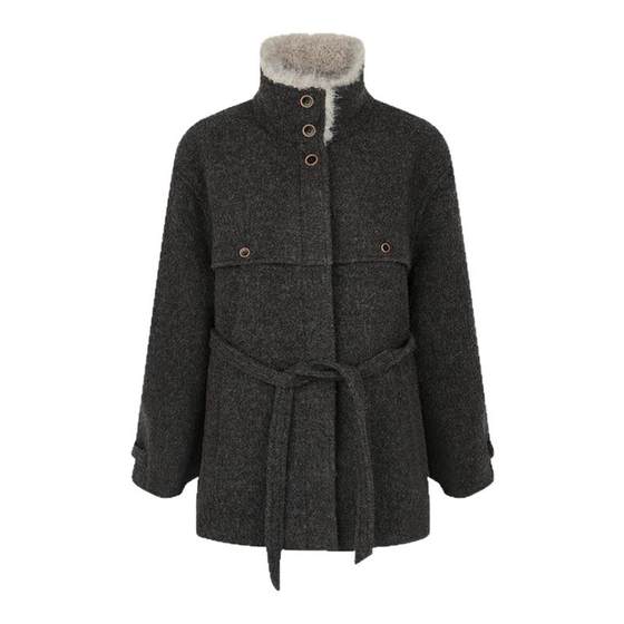
solighter circling wool short waisted woolen coat for women autumn and winter new loose fur collar thickened coat