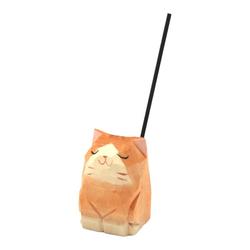 The Cat Is Holding A Cicada And A Big Orange, Which Is A Heavy Orange. The Cat's Handmade Wood Carving Incense Stick, Incense Holder And Incense Stand Are Cute Mini Ornaments.