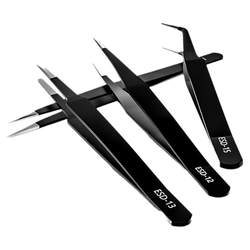 Stainless steel tweezers anti-static pointed bird's nest hair picking mobile phone repair tool holder blackhead acne eyelash grafting