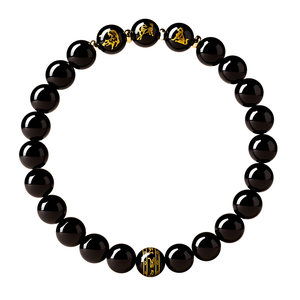 
Qingxiangtai Natural Obsidian Bracelet Women's Official Flagship Store Men's Three-in-One Six-in-One Zodiac Year Crystal Bracelet