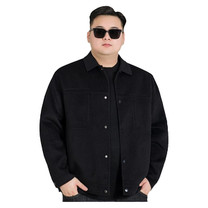 
High-end woolen coat for men with fat single-breasted top for winter youth large size loose double-sided woolen coat