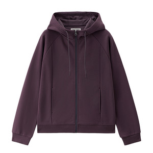 
Giordano hooded sweatshirt zipper shirt women's new velvet raglan sports casual jacket cardigan 05375883