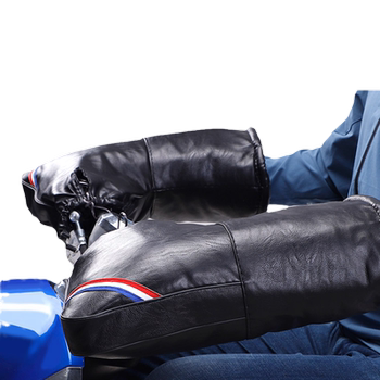 Motorcycle handlebar cover thickened in winter to keep warm and waterproof Electric vehicle battery car windproof PU protective gloves Tricycle cold protection