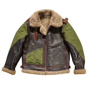 Retro leisure B3 fur all -round leather clothes short leather jacket oil wax canvas stitching thickened sheep leather jacket
