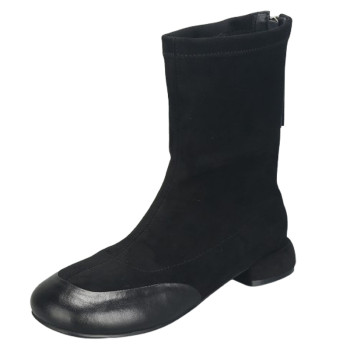 
Wide fat feet large size women's shoes 41 to 43 autumn new leather boots thick heel short boots stretch boots thin boots widened