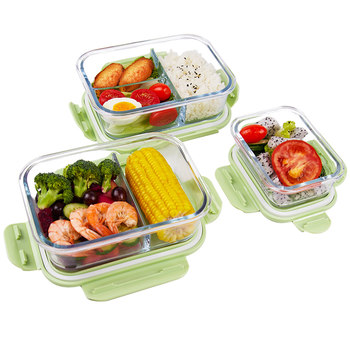 Glass lunch box fresh-keeping box microwave oven office workers