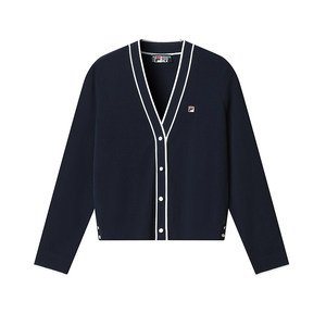 
FILA official women's woven jacket 2026 summer new simple basic versatile V-neck sweater cardigan