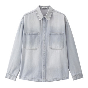 
Giordano designer lapel denim jacket men's new washed loose denim shirt jacket 18075806