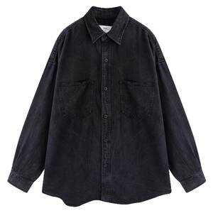 
Liushi Men's Breathable Lyocell Black Denim Shirt 2026 Spring New Men's High-end Long Sleeve Shirt