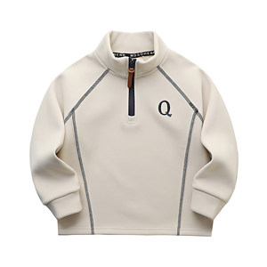 
Boys' fleece sweatshirt 2025 new winter thickened half turtleneck long-sleeved T-shirt medium and large children's boy tops