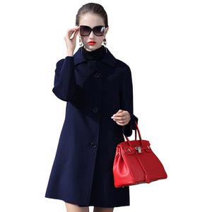 Double-sided woolen coat for women 2025 autumn and winter new wool straight loose large size plush mid-length woolen jacket