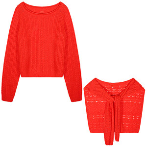 
Luoluo Jongjie sweater can be worn outside and inside 2025 new red two-piece sweater + shawl for small people