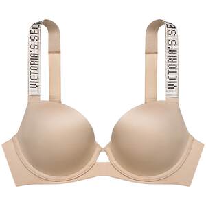 
Victoria's Secret Shan Yichun's same style sparkling diamond LOGO letters classic shoulder strap bra sexy push-up/thin rhinestone underwear