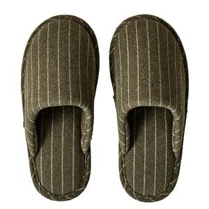 
Striped fabric cotton slippers for women in autumn and winter home warm and non-slip beef tendon sole couple breathable cotton drag men