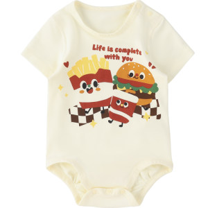 WHYLOOK Parent-child clothing Family of three baby bags Baby T-shirt Summer hamburger couple vacation parent-child clothing
