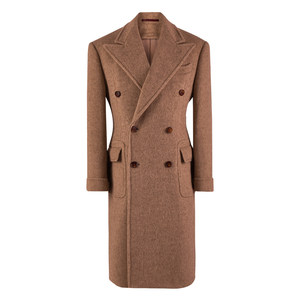 
[10 camel hair 10 mulberry silk 80 wool] CULTUM880g arena version polo double row woolen coat for men