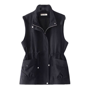 
Mom's Spring and Autumn Casual Versatile Pocket Thin Sleeveless Vest