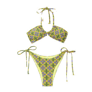 
Limone new split swimsuit female sexy green European and American bikini hot springs beautiful island swimsuit