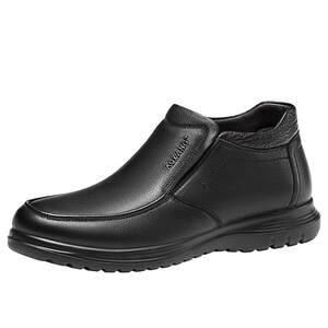 
Aokang men's shoes, fashionable velvet warm dad cotton shoes, casual genuine leather footwear, comfortable high-top leather short boots