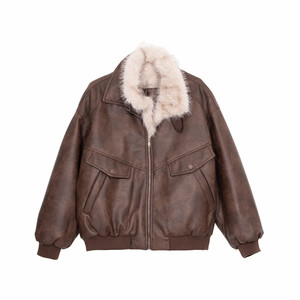 
Hualun fur all-in-one jacket boys' warm thickened leather jacket cleanfit trendy brand high-end leather jacket