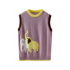 
Q21 small breasts children's sweater sleeveless vest autumn and winter style boys and girls knitted sweater round neck pullover base shirt Class A