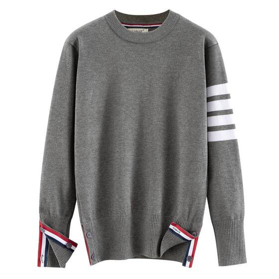 
Autumn and winter loose casual sweaters 2026 new base men and women same style couple four stripes round neck sweater jacket