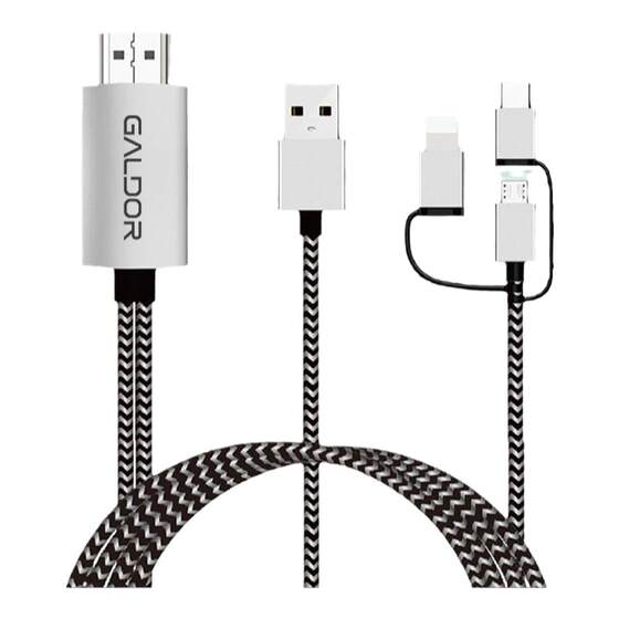 
3-in-1 mobile phone flat-screen TV screen projection line Android type-c Apple universal screen device live horizontal and vertical screen rotation