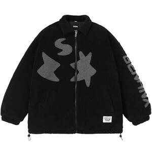 GENANX Lightning Tide Brand Camel Cashmere Cotton Coat Men's Winter Wear Letter Jacquard Loose Couple Coat Warm and Thick Tide