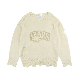 
STARWALK SOLDIER crew neck sweater blouse loose hollow sweater irregular hollow casual top