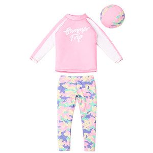 
Children's swimsuit sun protection 3-5 years old girls long sleeves trousers swimsuits and swimsuits conservative 7 girls split swimsuit set