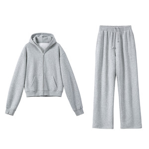 
YANGLE_Fleece hooded sweatshirt for women 2025 winter new style old money lazy relaxed casual sweatpants suit