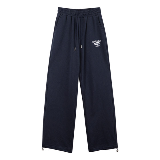 
OD high street American retro letter embroidered straight wide leg sweatpants plus velvet loose Korean style sports trousers and casual pants