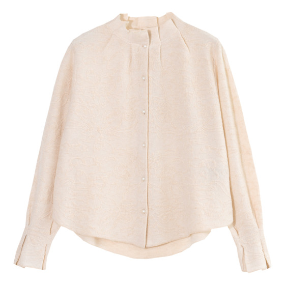 
GESGOO lazy French half turtleneck slightly flared jacquard cashmere sweater for women autumn and winter long-sleeved knitted sweater with fungus edges