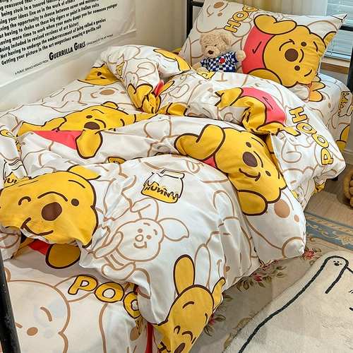Дисней, мультяшный хлопковый комплект для школьников, покрывало для кровати, простыня, пододеяльник, одеяло, 3 предмета