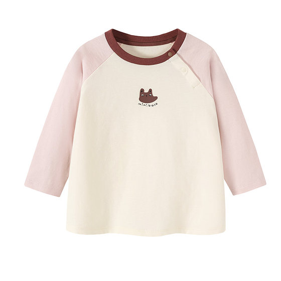 
Mini Balabala children's long-sleeved T-shirt boys spring new cute girls round neck top glutinous rice t children's clothing