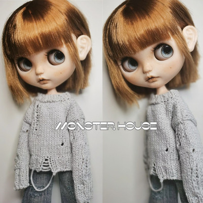 taobao agent [Monster House] BJD6 points Blythe small cloth OB24OB22 doll clothing knitted knitting ripped over osize sweater