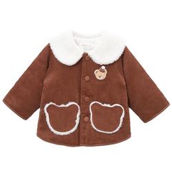 Pawinpaw Cartoon Bear Children's Clothing Autumn And Winter Baby Boy Corduroy Lining Plus Velvet Jacket To Keep Warm