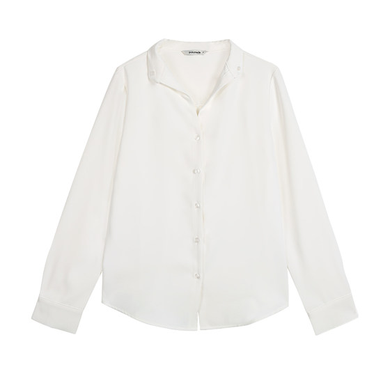 
Pusumede Lusi same style! V-neck long-sleeved white shirt for women in spring and autumn loose design niche temperament top