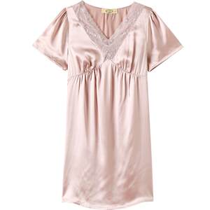 
American standard new short-sleeved 6A-level silk nightgown for women in spring and summer silk 100% mulberry silk sexy lace home clothes